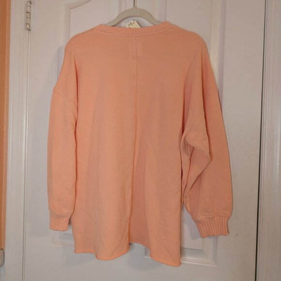 NWT Aerie Oversized After Sunset Smile + Wave Crewneck Sweatshirt Peach Size XS - Picture 5 of 6